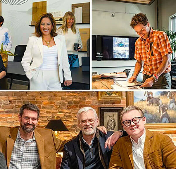 3 photos of smiling people, the PR strategy of faces for their companies brands