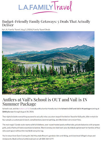 Antlers at Vail in L.A. Family Travel
